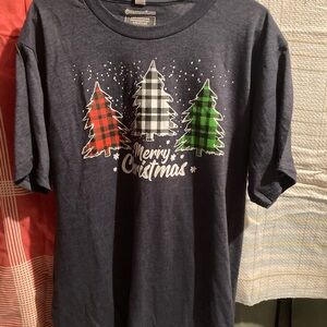 Merry Christmas Tree Graphic T-Shirt Men’s Large (fits like Med) Zuni Sportswear
